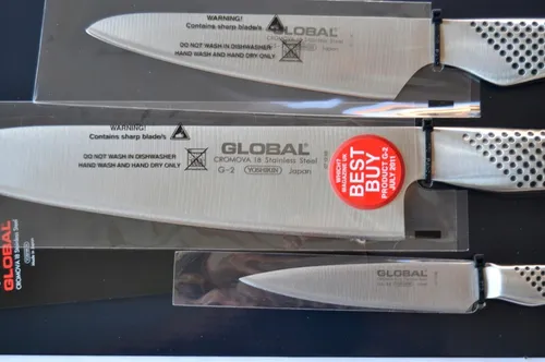 Kit C/ 3 Facas Global Japonesa Yoshikin G2338 - Cromova 18