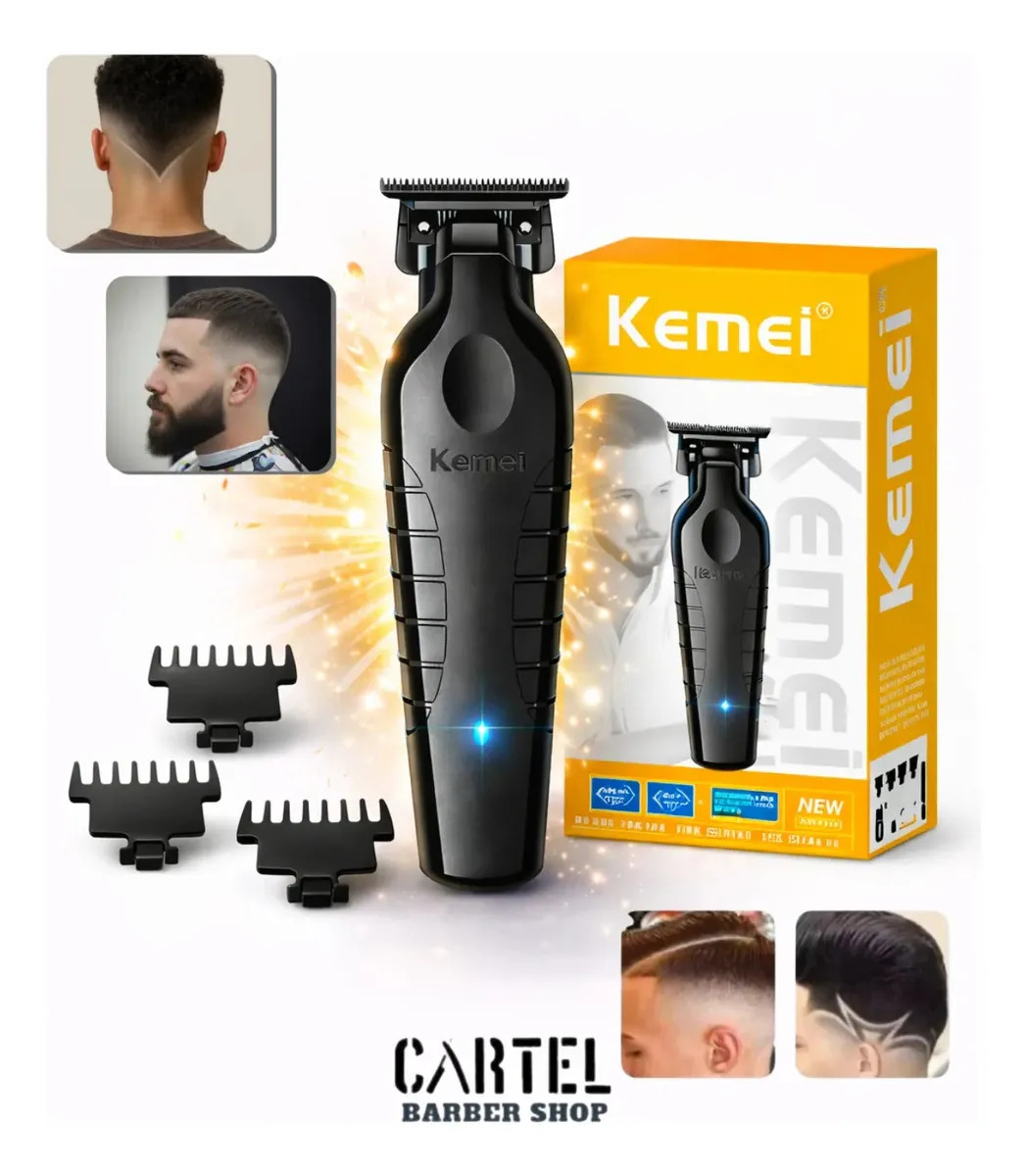 Máquina de Cortar Cabelo Acabamento Pezinho Barba Kemei KM 2299 Sem Fio Profissional Com...