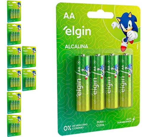 36 Pilhas Alcalinas Aa 2a Pequena Elgin 9 Cart