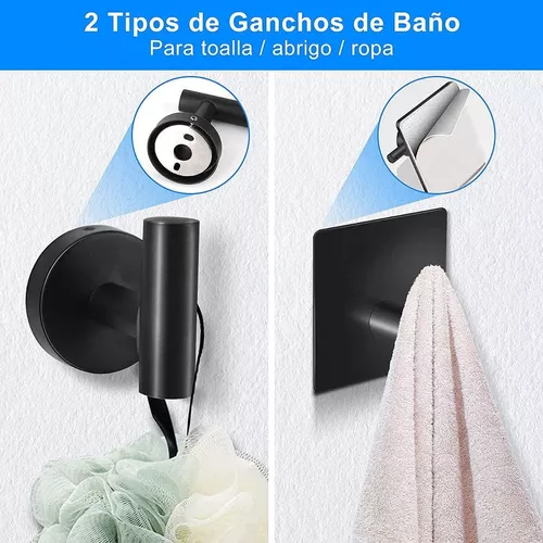 Toallero autoadhesivo – El juego de toalleros de baño incluye barra de  toalla de 16 pulgadas, soporte para papel higiénico adhesivo, anillo de  toalla