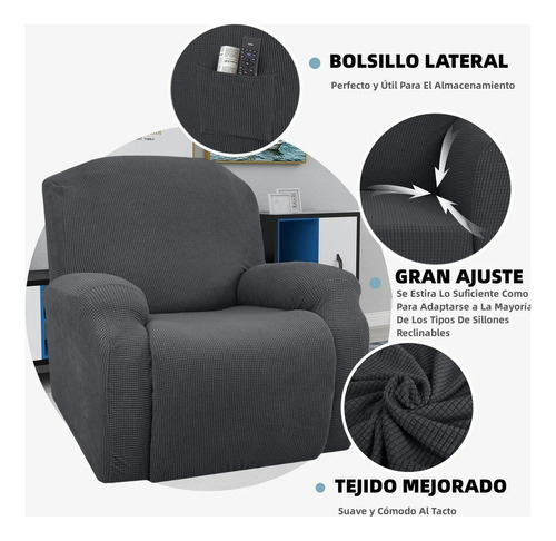 Funda Sofá Reclinable 1 Plaza Protector Cobertura Completa