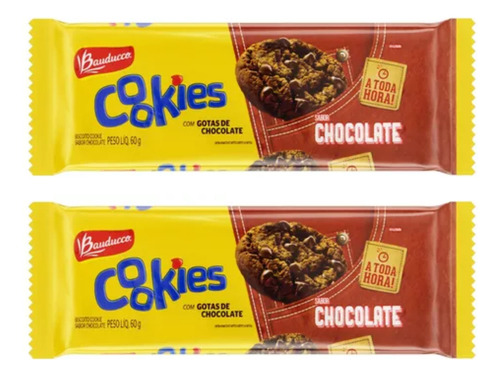 Kit 2 Biscoito Cookies Choco Bauducco Gotas De Chocolate 60g