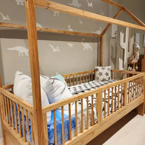 Cuna Montessori cama para niños casita de madera 80x160cm Husty