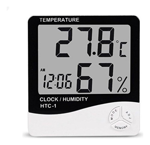 Termohigrometro Medidor Digital Temperatura Humedad Y Reloj