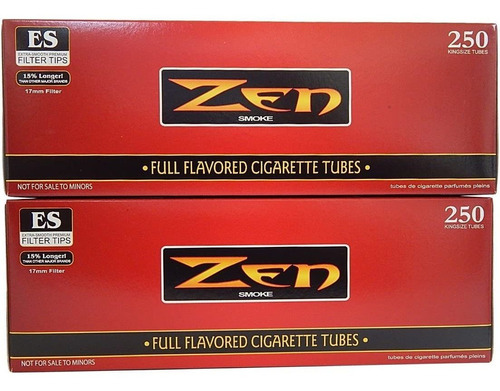 Zen King Size Full Flavor Cigarette Tubes -2 Pack, 250 Ct Pe