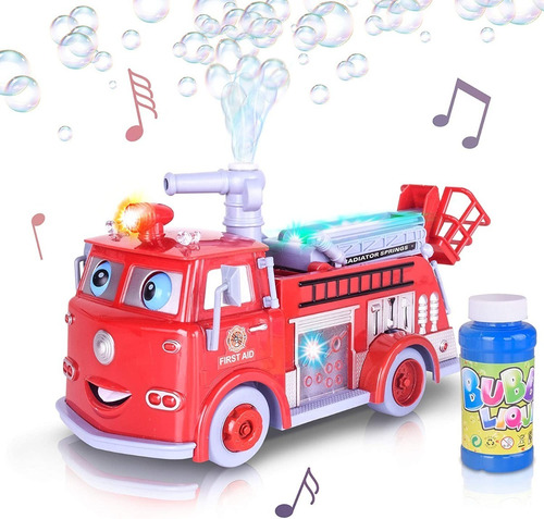 Imagen 1 de 4 de Camión Bombero Lanza Burbujas Con Luces Y Sonidos Para Niños