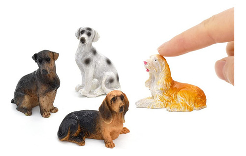 Iland Dollhouse Pet Of Mini Dog, 4 Figuras Realistas En Mini