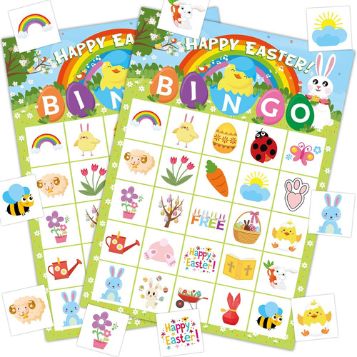 Bingo Pascua Para 24 Jugador Tarjeta Niño Adulto S Dia