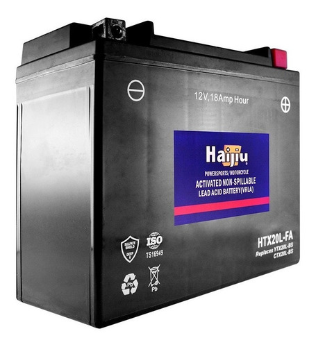 Imagen 2 de 4 de Bateria Moto Haijiu Htx20l-fa Gel Ytx20l-bs - Sti Full