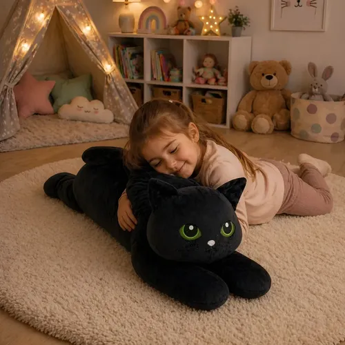 Gato De Pelúcia Gigante 1,10m Almofada Grande Antialérgico