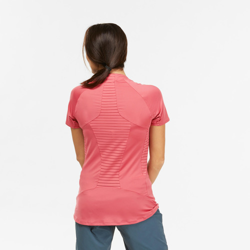 Playera De Senderismo Rosa Rayas Para Mujer Mh500 Quechua