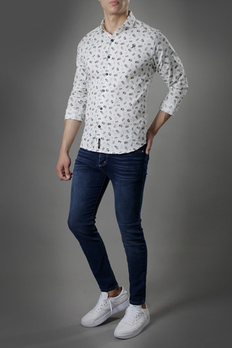Imagen 2 de 3 de Camisa M/larga Estampada Slim Fit Hombre No End 37115