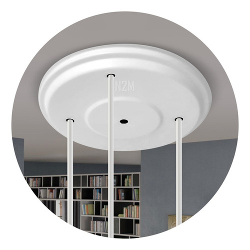 Riel Regleta Circular Hasta 3 Lamparas Colgantes Iluminacion Estructura Blanco