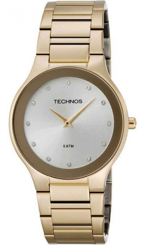 Relogio Feminino Technos Dourado Slim Cristais Garantia+ Nf