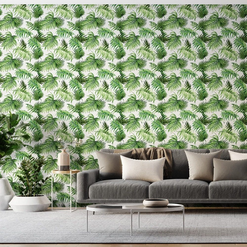 Imagem 3 de 9 de Papel De Parede Folhagem Verde 9,5mx52cm Begônia