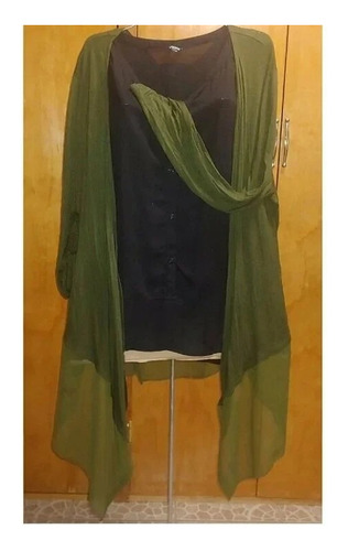 Cárdigan Ensamble Ajustable L A Xl Verde Olivo Moda Ligero