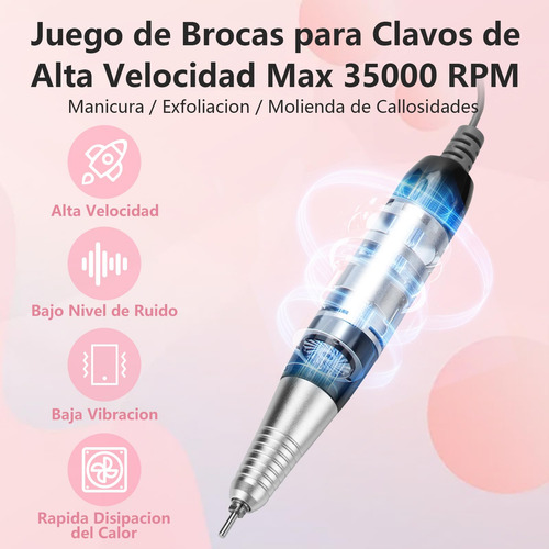 Drill Para Uñas, Torno Eléctrico Para Uñas De 35000 Rpm,