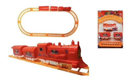 Brinquedo Trem Trenzinho Locomotiva C/ Trilhos Infantil Cor Laranja