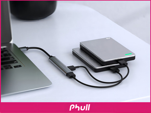 Hub Adaptador Usb 3.0 Phull 4 En 1 Multipuerto Ultra Slim Multiplicador Para Pc Carcaza De Aluminio