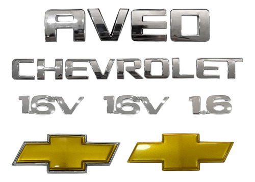 Kit De Emblemas Aveo 16v Chevrolet 1.6 (7 Piezas) 