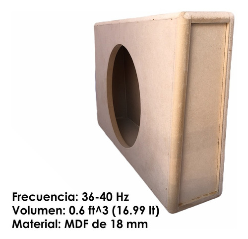 Imagen 4 de 7 de Cajon Sellado Subwoofer 10 Pulgadas 40hz 0.6 Pies Mdf 18mm
