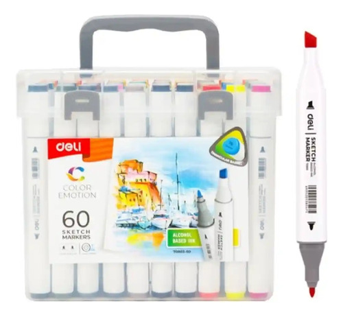 Marcador Sketch Marker Doble Punta Artístico X60 Color Deli