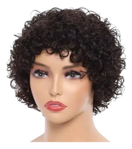 F1 Peruca Bandana Cabelo Humano Preto Cabelo Cacheado