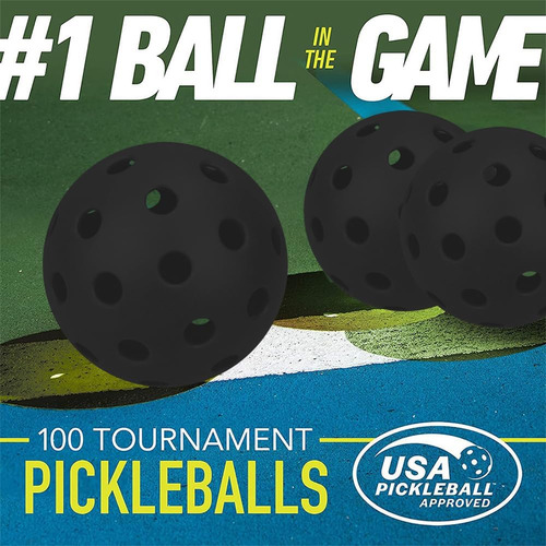 Pelotas De Pickleball Usapa, 40 Unidades Pack De 12 Negras