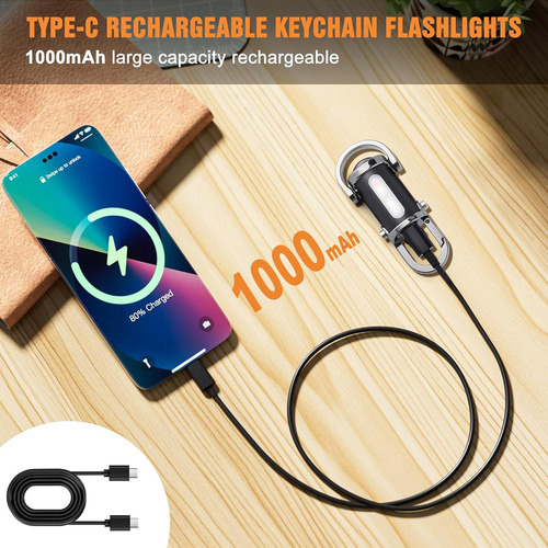 , Lanternas De Chaveiro Mini Edc Recarregáveis 800 Lúmens