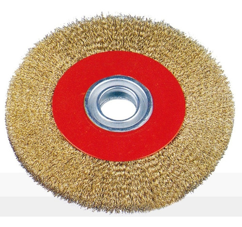 Cepillo Circular Alambre Rizado Bronceado 200mm 8 Pulgadas