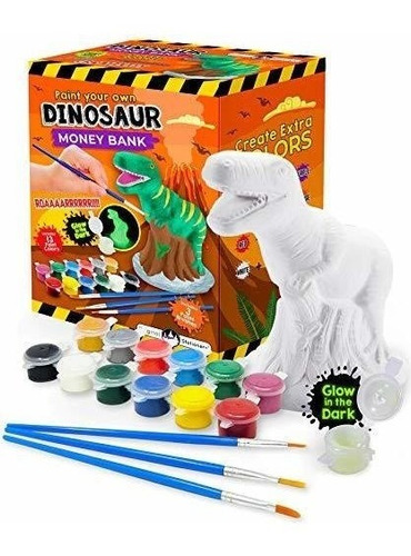 Kit Niños De Manualidades Para Pintar Alcancía De Dinosaurio