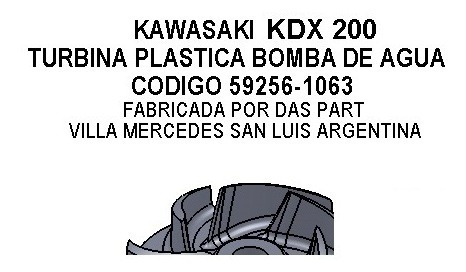 Turbina Bomba Agua Kawasaki Kdx 200 Modelo 1994 Plastica