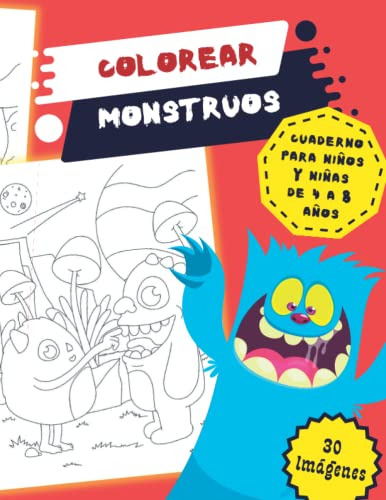 Colorear Monstruos Cuaderno Para Niños Y Niñas De 4 A 8 Años