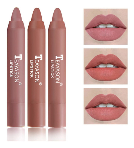 Juego De 3 Pintalabios Color Nude, Lpiz Labial Mate, Imperme