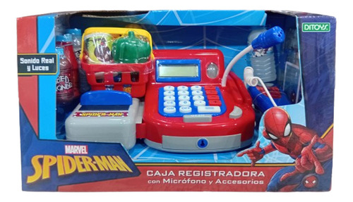 Caja Registradora Spiderman C Luz Sonido Y Micrófono Ditoys Rojo