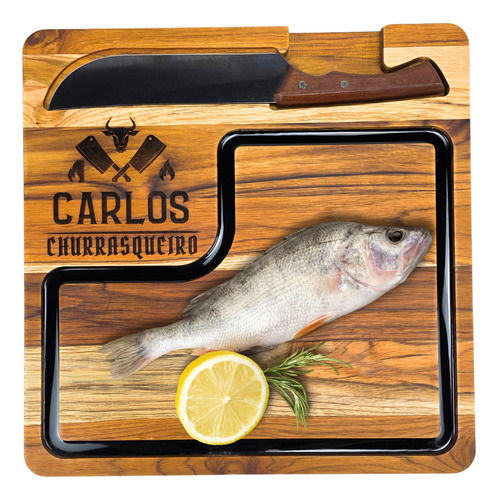 Kit Churrasco De Luxo Tábua Rústica Personalizada E Faca