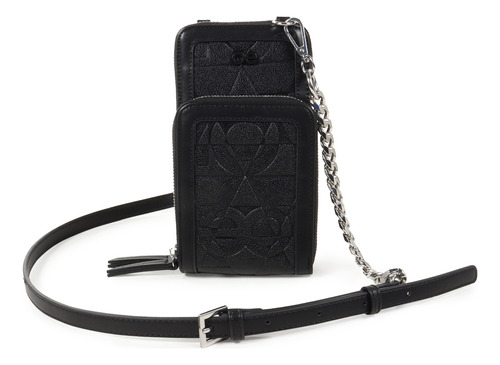 Cartera Cloe Para Mujer Porta Celular Cierre Multicolor Color Negro