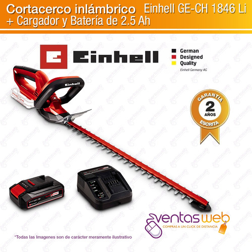 Imagen 2 de 6 de Cortacerco Inalambrico 18v Einhell Espada 46cm Carg Bateria