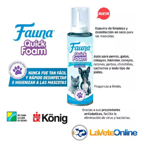 Espuma Baño Seco Perro Gato Limpia Sin Mojar 210 Ml Higiene