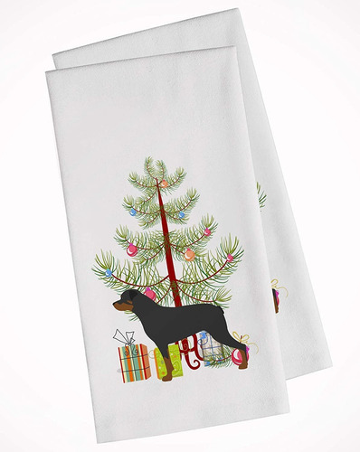 Bb2984wtkt Rottweiler Merry Christmas Tree Juego De 2 P...