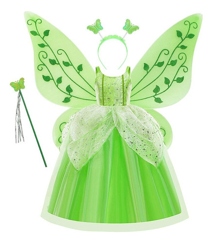 Maravilloso Vestido De Princesa Con Hojas Verdes