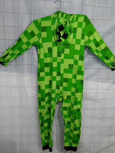 Pijama Con Gorro Mameluco Original Minecraft Creeper T 14-16
