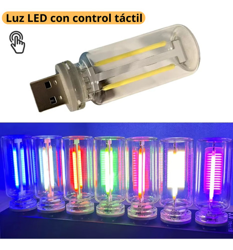 Kit 8 Mini Focos Filamento Led Usb Luz Vintage Dimmer Táctil