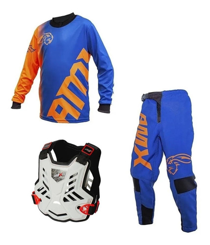 Roupa Motocross Infantil Classic Extreme Colete Amx Branco