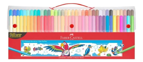 72 Plumones Fiesta 45 Faber Castell Estuche Rígido Caja 