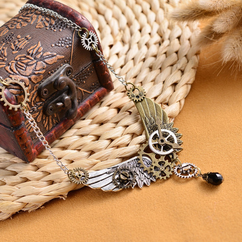 Collar Con Colgante Dije De Alas Y Engranajes Punk Vintage Collar Con Colgante