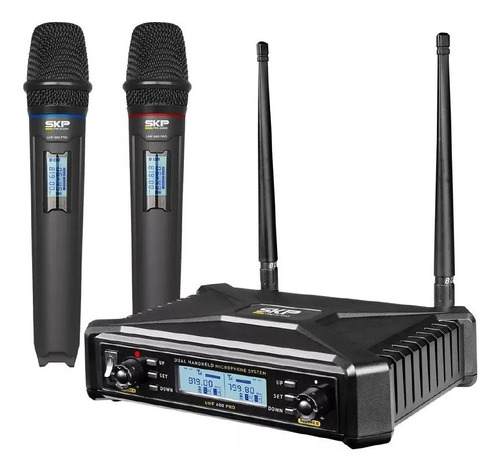 Kit X2 Microfonos Inalámbricos Skp Uhf600 300canales