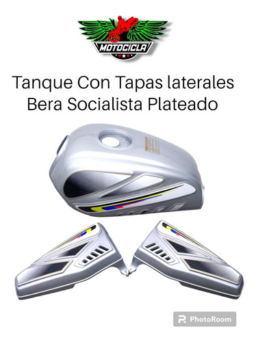 Tanque Con Tapas Laterales Moto Bera Socialista Plateado