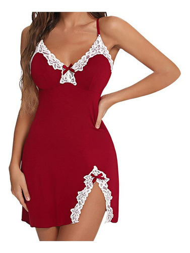 Camisón Sexy De Encaje Con Cuello En V