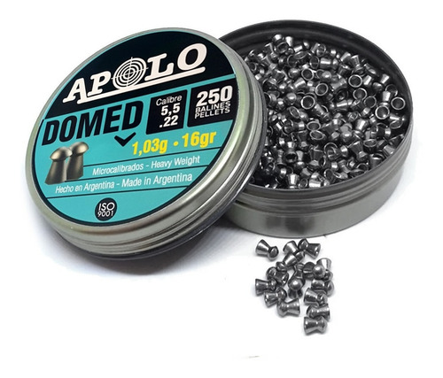 Imagen 3 de 10 de Balines Apolo Domed Lata X250 5.5 Mm Aire Comprimido 16 Gr